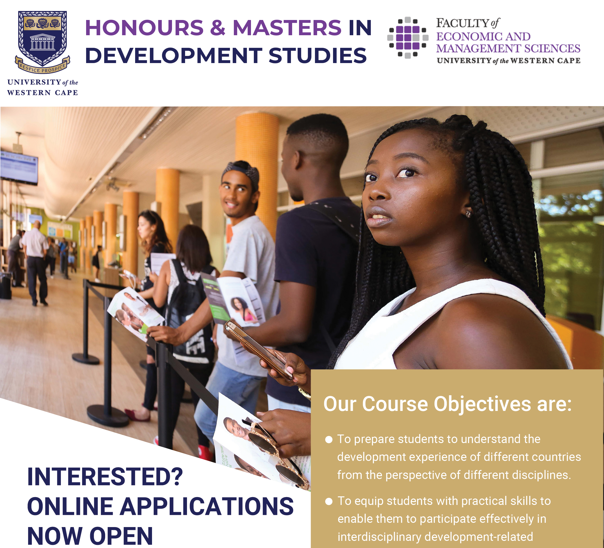 Apply now: Masters and Honours in Development ... | UWC